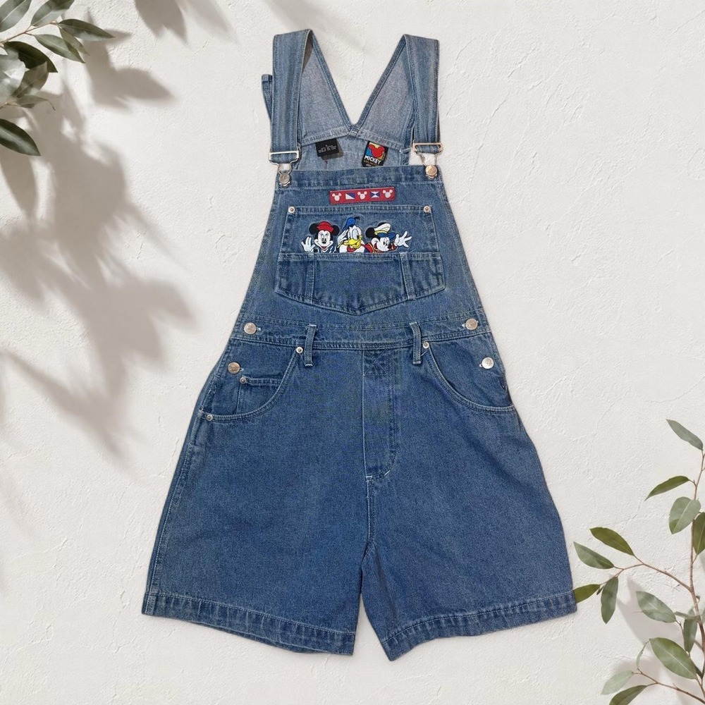 Mickey Unlimited Vintage 90s Disney Cruise Embroidered Denim Shortalls Small